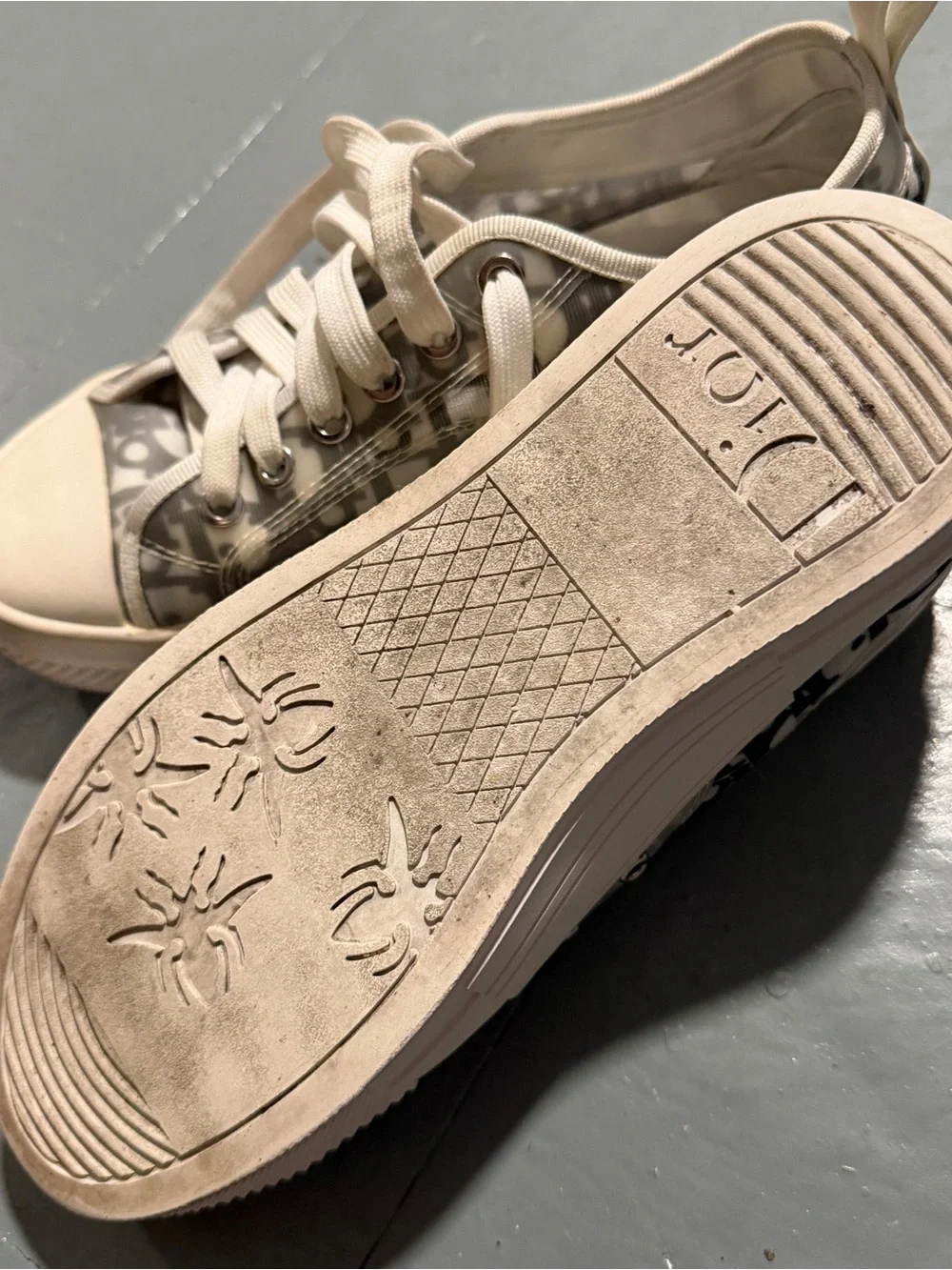 Dior Kids White and Gray Logo Low-Top Sneakers